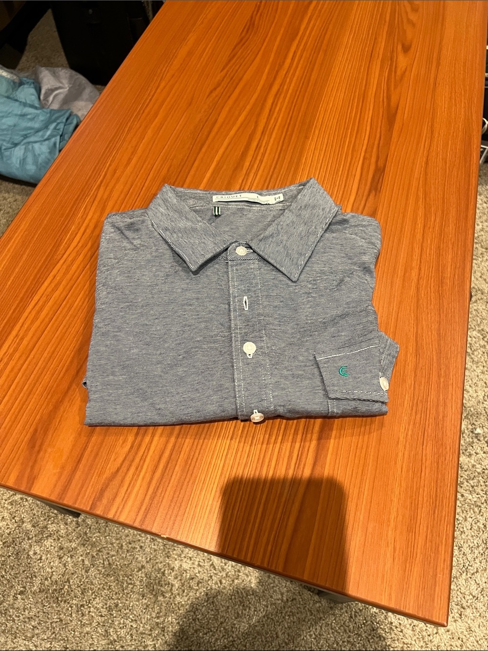 Men's Blue Heather Button-Down Shirt